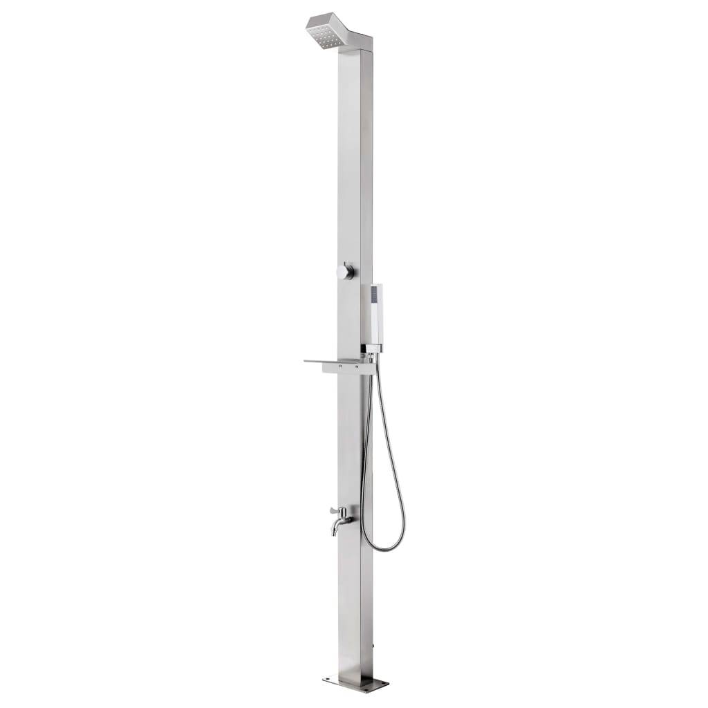 Doccia da Giardino con Base Marrone 225 cm in Acciaio Inox