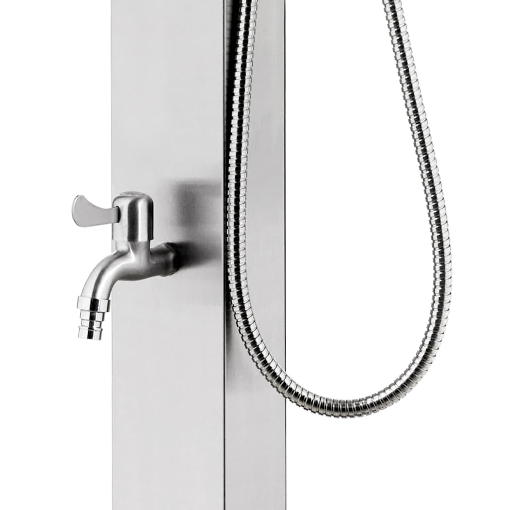 Doccia da Giardino con Base Marrone 225 cm in Acciaio Inox