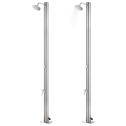 Doccia da Giardino con Base Grigia 220 cm in Acciaio Inox