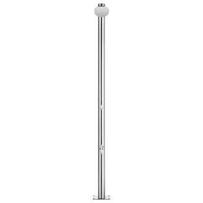 Doccia da Giardino con Base Grigia 220 cm in Acciaio Inox