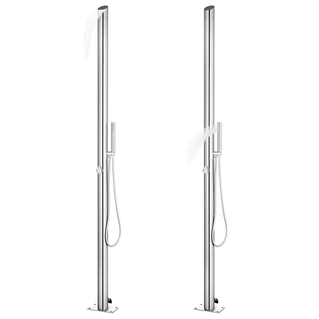 Doccia da Giardino con Base Grigia 225 cm in Acciaio Inox