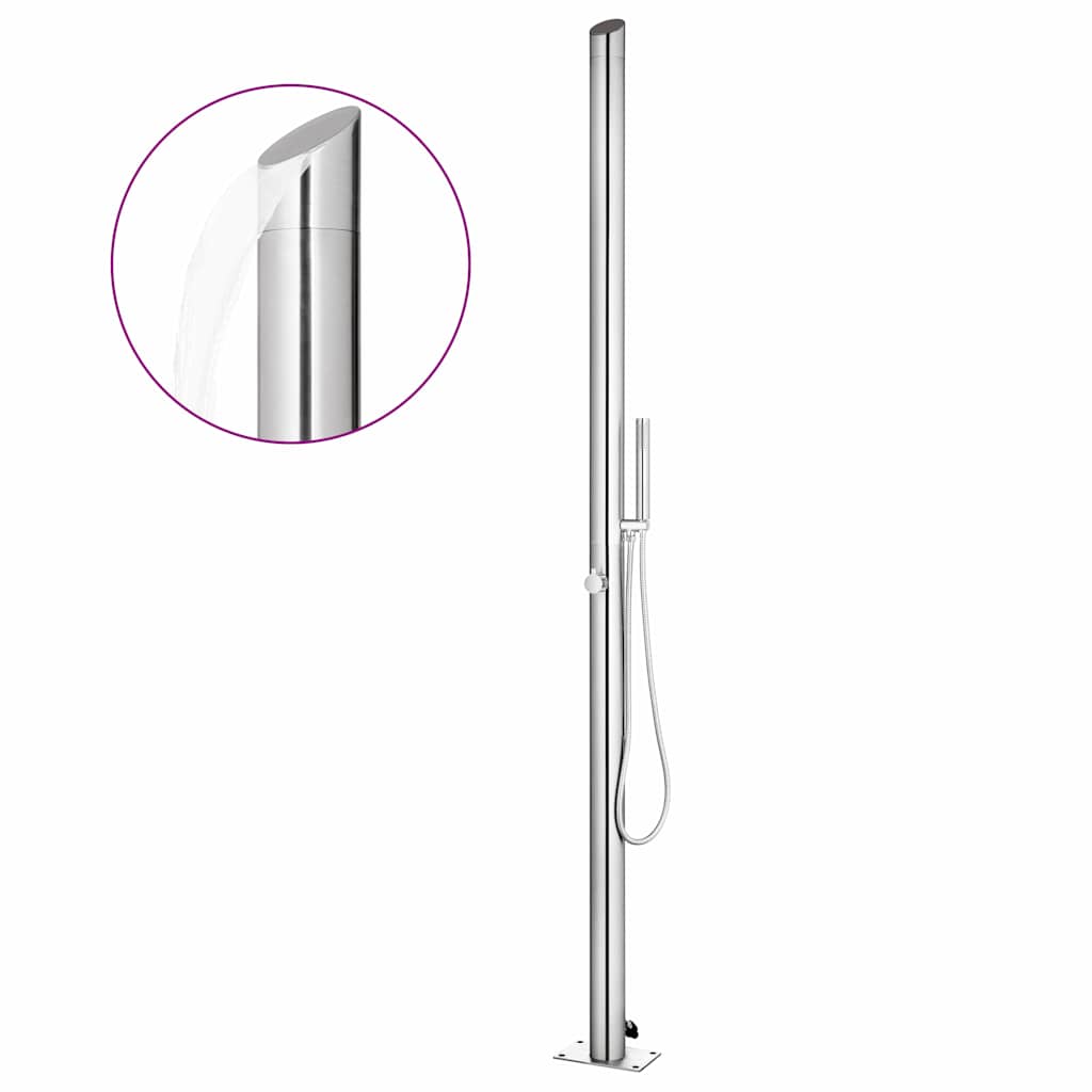 Doccia da Giardino con Base Grigia 225 cm in Acciaio Inox