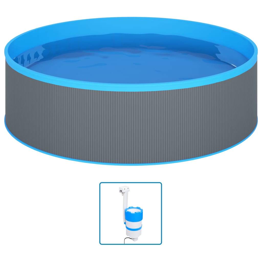 Piscina Fuori Terra con Skimmer e Pompa Sospesi 350x90cm Grigia | homemem39