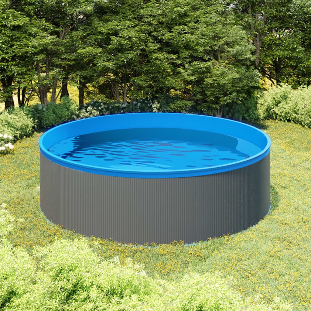Piscina Fuori Terra con Skimmer e Pompa Sospesi 350x90cm Grigia | homemem39