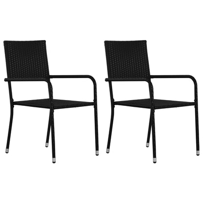 Set Mobili da Pranzo per Giardino 3 pz Polyrattan Nero