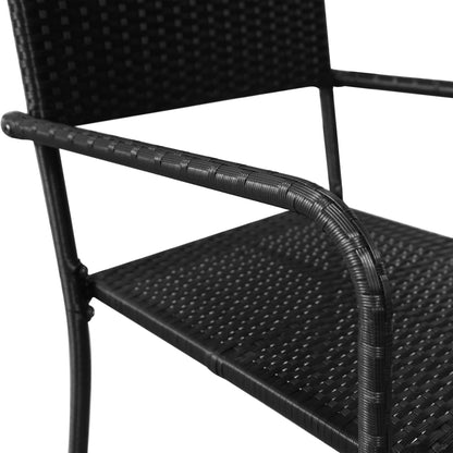 Set Mobili da Pranzo Giardino 7 pz in Polyrattan Nero