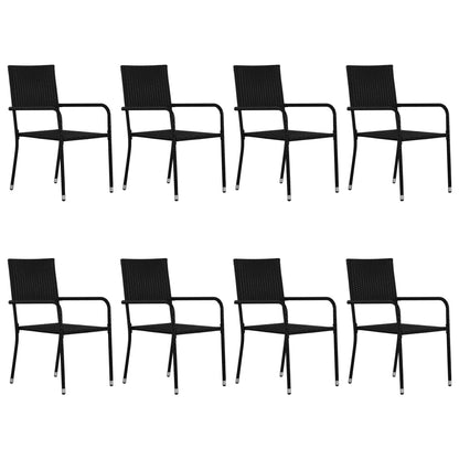 Set Mobili da Pranzo Giardino 9 pz in Polyrattan Nero