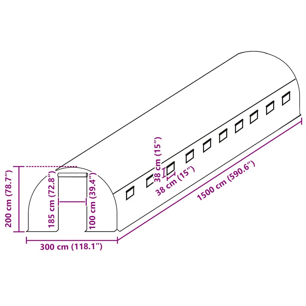Telo di Ricambio per Serra (45 m²) 300x1500x200 cm Verde