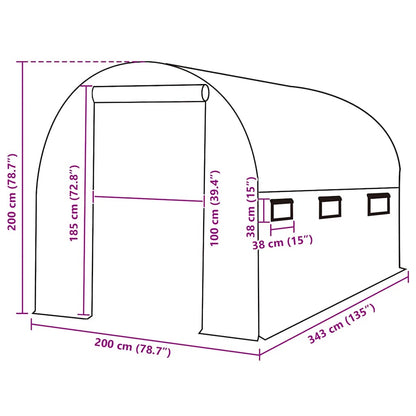 Telo di Ricambio per Serra (6,86 m²) 200x343x200 cm Verde | homemem39