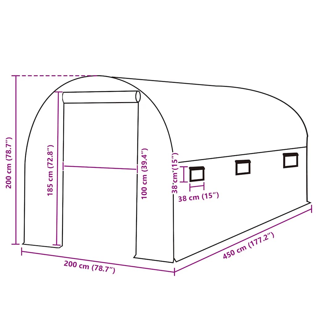 Telo di Ricambio per Serra (9 m²) 200x450x200 cm Verde - homemem39