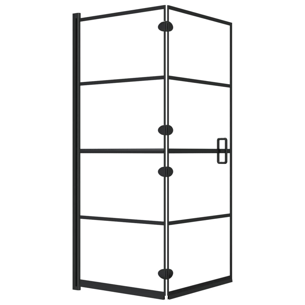 Pannello Doccia Pieghevole in ESG 120x140 cm Nero | homemem39