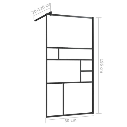 Parete Doccia Walk-in in Vetro Trasparente ESG Nera 80x195 cm | homemem39