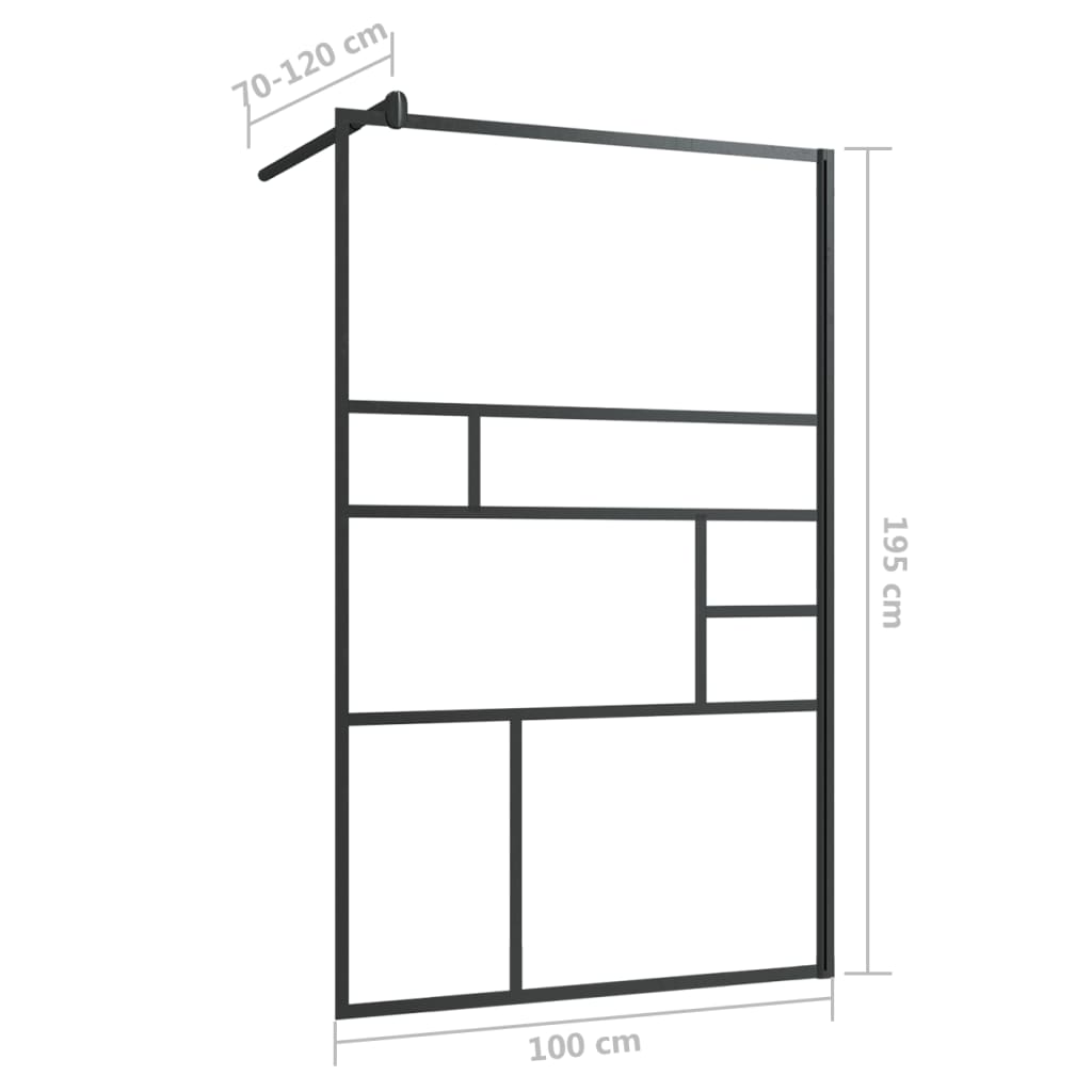 Parete Doccia Walk-in in Vetro Trasparente ESG Nera 100x195 cm - homemem39