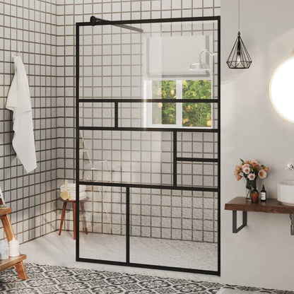 Parete Doccia Walk-in in Vetro Trasparente ESG Nera 100x195 cm - homemem39
