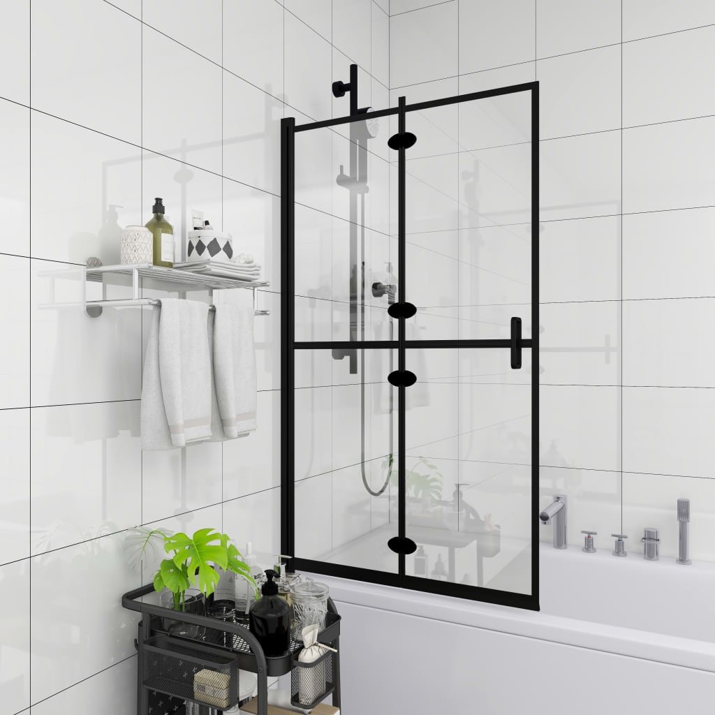 Pannello Doccia Pieghevole in ESG 100x140 cm Nero