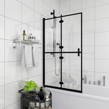 Pannello Doccia Pieghevole in ESG 100x140 cm Nero