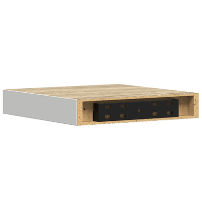 Scaffale a Parete Rovere e Bianco 23x23,5x3,8 cm in MDF | homemem39