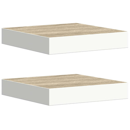 Scaffali a Parete 2 pz Rovere e Bianco 23x23,5x3,8 cm in MDF