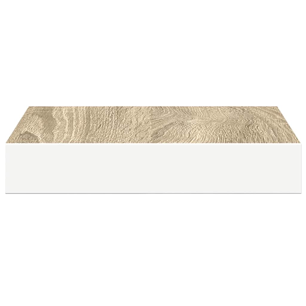 Scaffali a Parete 2 pz Rovere e Bianco 23x23,5x3,8 cm in MDF