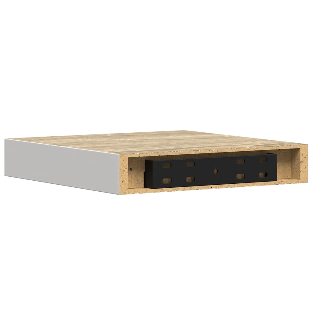Scaffali a Parete 2 pz Rovere e Bianco 23x23,5x3,8 cm in MDF | homemem39