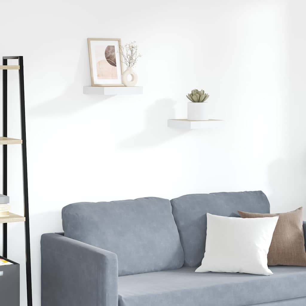Scaffali a Parete 2 pz Rovere e Bianco 23x23,5x3,8 cm in MDF