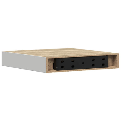 Scaffali a Parete 2 pz Rovere e Bianco 23x23,5x3,8 cm in MDF