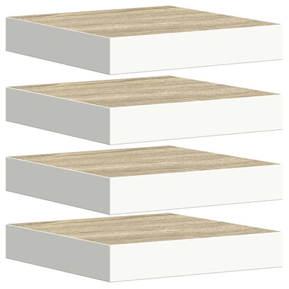 Scaffali a Parete 4 pz Rovere e Bianco 23x23,5x3,8 cm in MDF