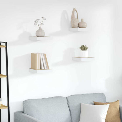 Scaffali a Parete 4 pz Rovere e Bianco 23x23,5x3,8 cm in MDF