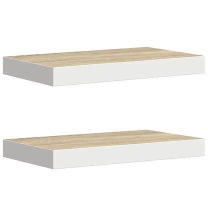 Scaffali a Parete 2 pz Rovere e Bianco 40x23,5x3,8 cm in MDF | homemem39