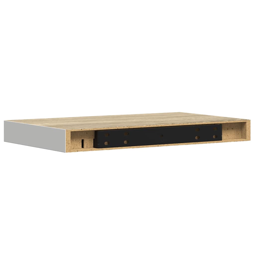 Scaffali a Parete 2 pz Rovere e Bianco 40x23,5x3,8 cm in MDF | homemem39