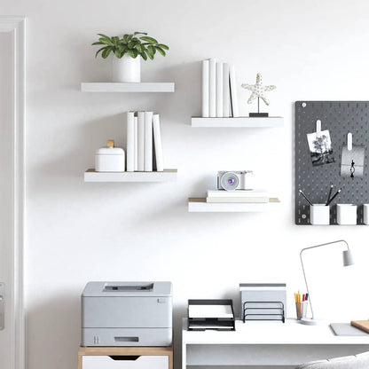 Scaffali a Parete 4 pz Rovere e Bianco 40x23,5x3,8 cm in MDF | homemem39