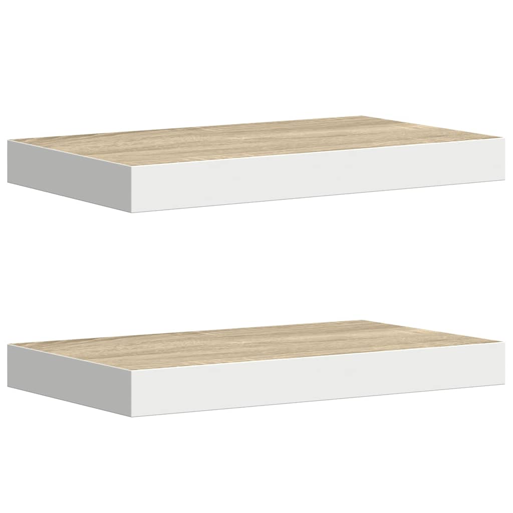 Scaffali a Parete 2 pz Rovere e Bianco 50x23x3,8 cm in MDF - homemem39
