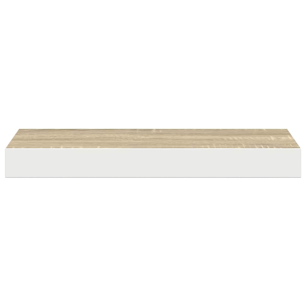 Scaffali a Parete 2 pz Rovere e Bianco 50x23x3,8 cm in MDF | homemem39