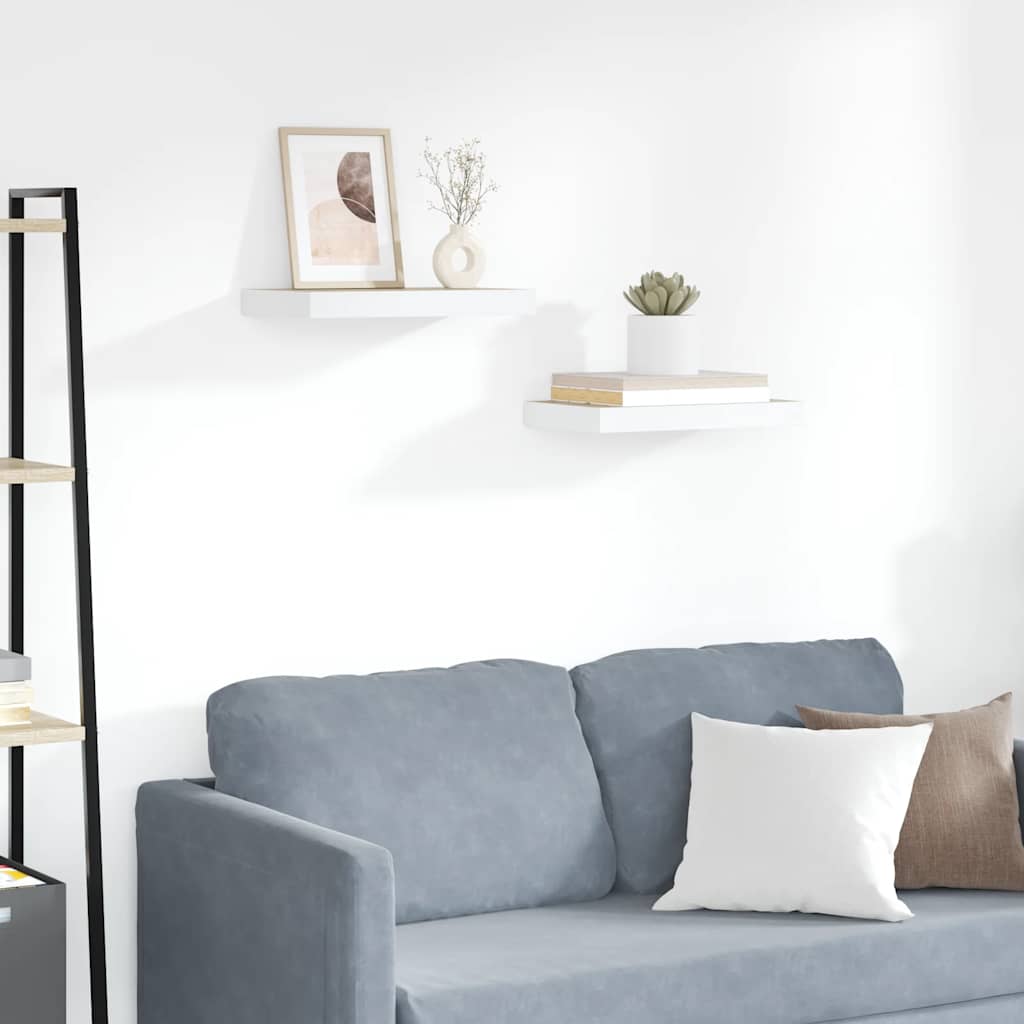 Scaffali a Parete 2 pz Rovere e Bianco 50x23x3,8 cm in MDF | homemem39