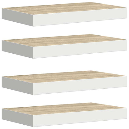 Scaffali a Parete 4 pz Rovere e Bianco 50x23,5x3,8 cm in MDF | homemem39