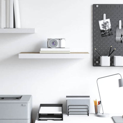 Scaffale a Parete Rovere e Bianco 60x23,5x3,8 cm in MDF | homemem39