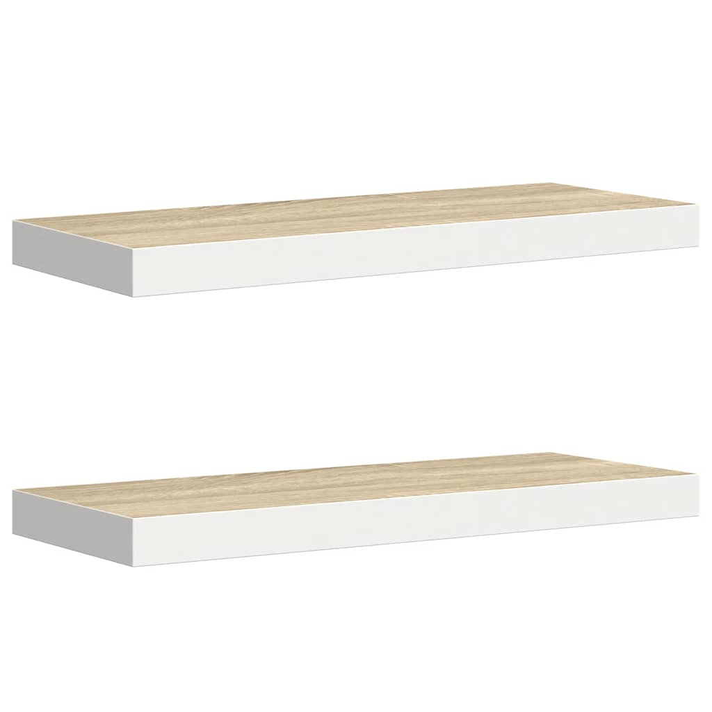 Scaffali a Parete 2 pz Rovere e Bianco 60x23,5x3,8 cm in MDF | homemem39