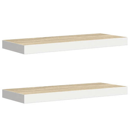 Scaffali a Parete 2 pz Rovere e Bianco 60x23,5x3,8 cm in MDF | homemem39