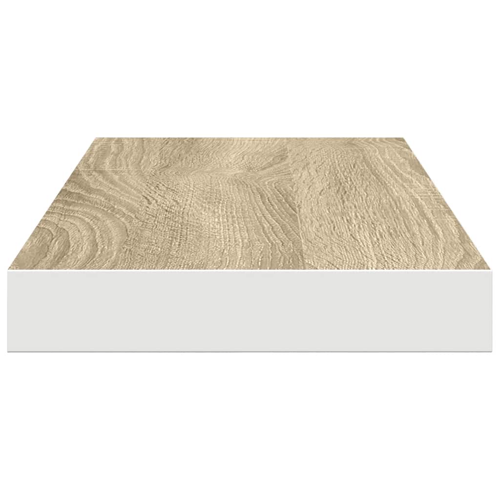 Scaffali a Parete 2 pz Rovere e Bianco 60x23,5x3,8 cm in MDF | homemem39