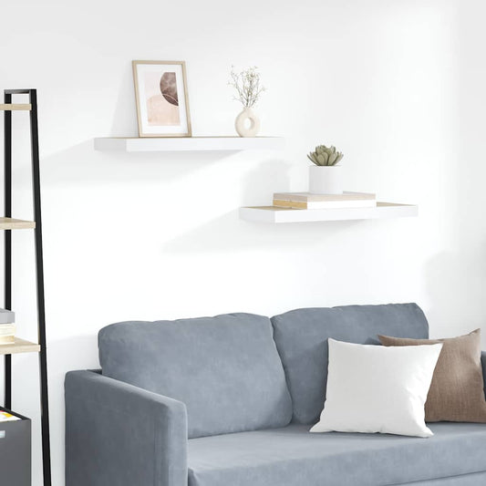 Scaffali a Parete 2 pz Rovere e Bianco 60x23,5x3,8 cm in MDF | homemem39