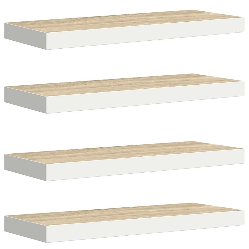 Scaffali a Parete 4 pz Rovere e Bianco 60x23,5x3,8 cm in MDF | homemem39