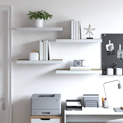 Scaffali a Parete 4 pz Rovere e Bianco 60x23,5x3,8 cm in MDF