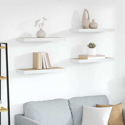 Scaffali a Parete 4 pz Rovere e Bianco 60x23,5x3,8 cm in MDF