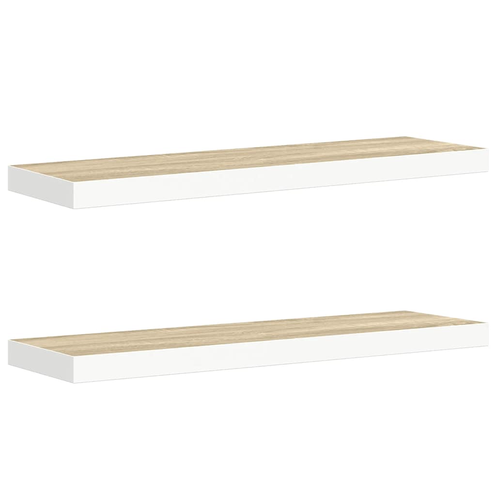 Scaffali a Parete 2 pz Rovere e Bianco 80x23,5x3,8 cm in MDF | homemem39