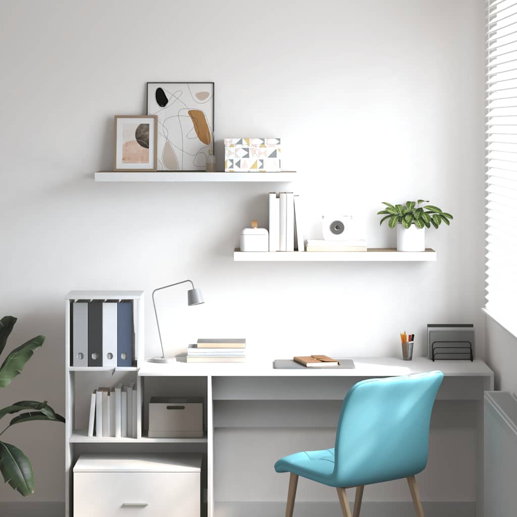 Scaffali a Parete 2 pz Rovere e Bianco 80x23,5x3,8 cm in MDF | homemem39