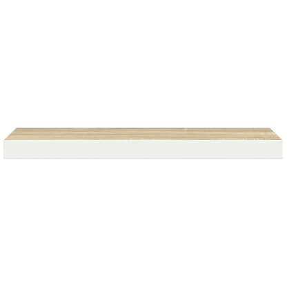 Scaffali a Parete 2 pz Rovere e Bianco 80x23,5x3,8 cm in MDF | homemem39