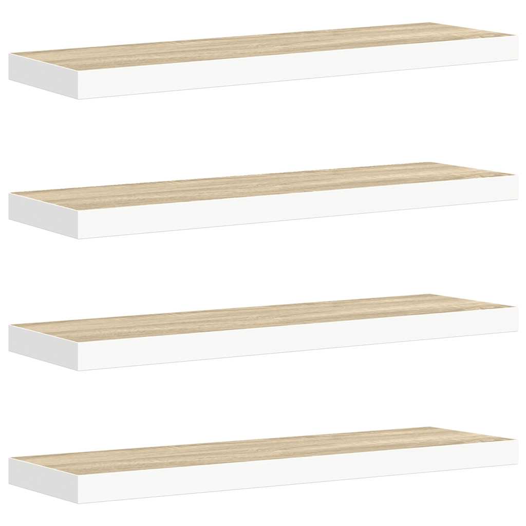 Scaffali a Parete 4 pz Rovere e Bianco 80x23,5x3,8 cm in MDF | homemem39