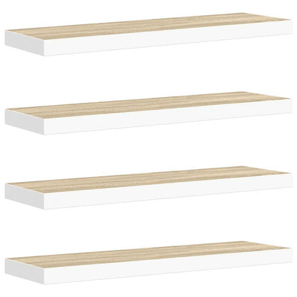 Scaffali a Parete 4 pz Rovere e Bianco 80x23,5x3,8 cm in MDF | homemem39