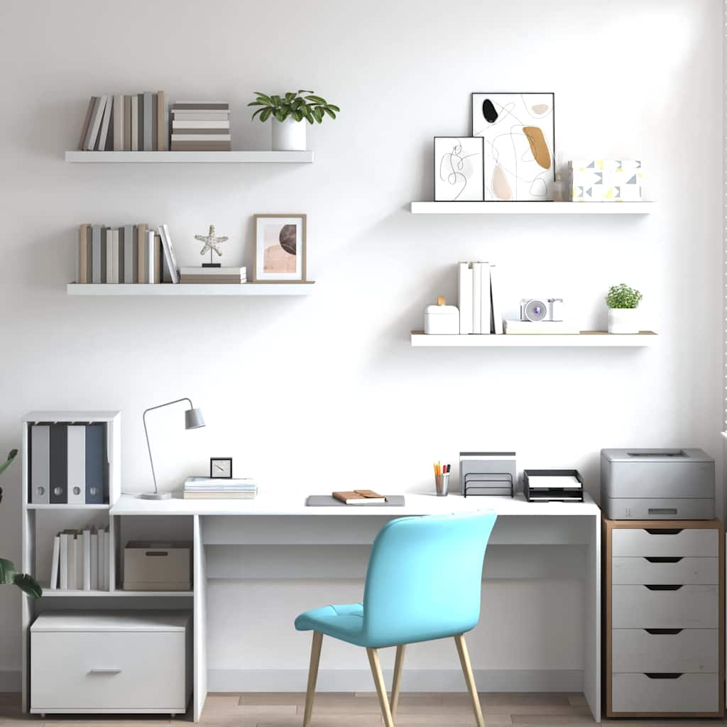 Scaffali a Parete 4 pz Rovere e Bianco 80x23,5x3,8 cm in MDF