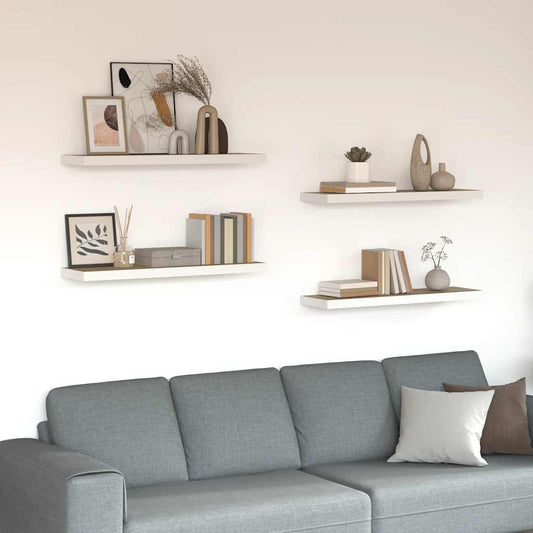 Scaffali a Parete 4 pz Rovere e Bianco 80x23,5x3,8 cm in MDF | homemem39